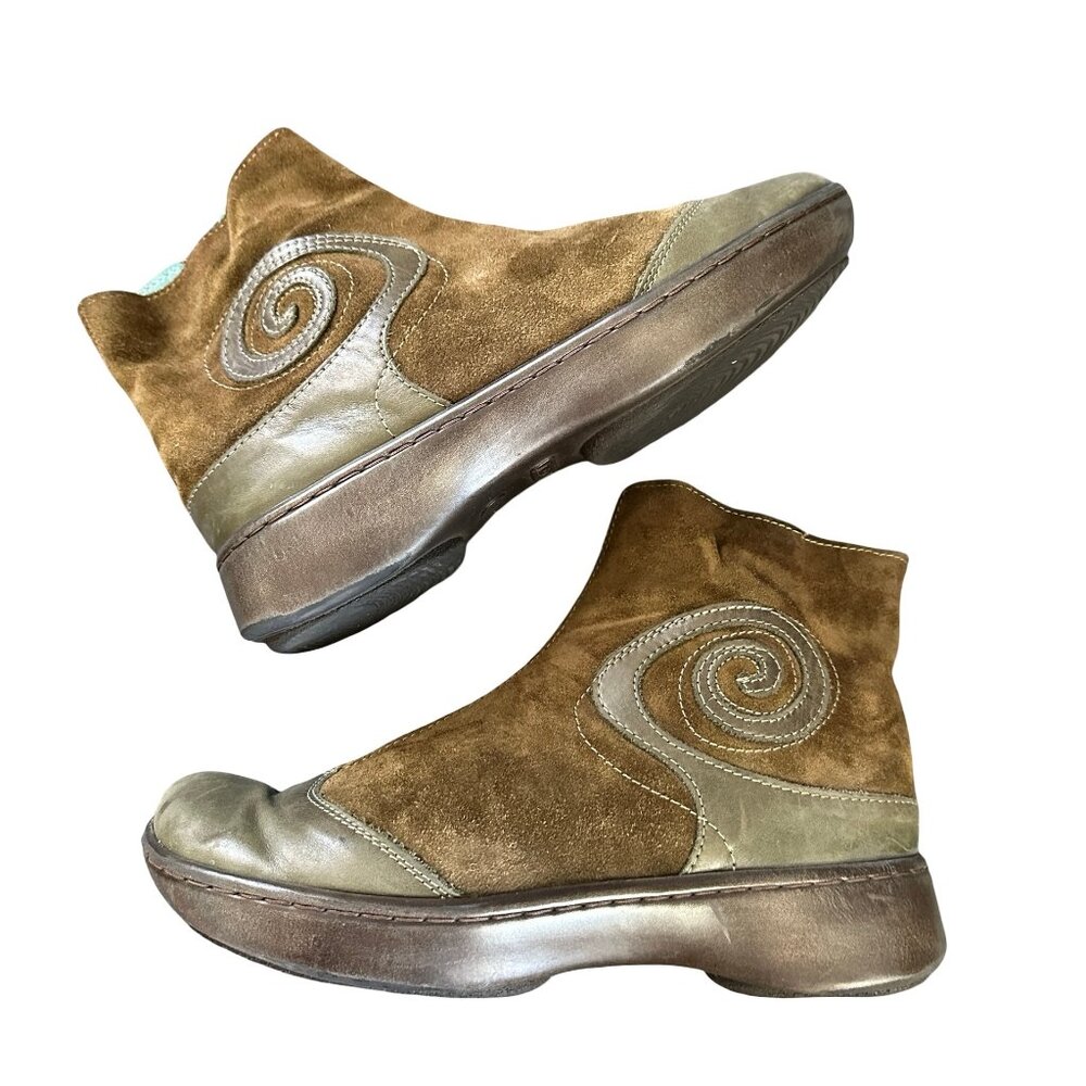 Naot Boots Spiral Green Leather/Suede 40 9 9.5